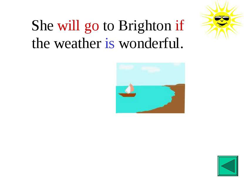 She will go to Brighton if the weather is wonderful.