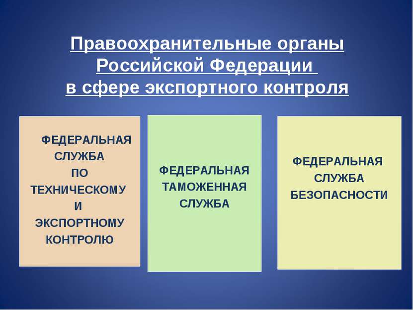 Правоохранительные органы Российской Федерации в сфере экспортного контроля Ф...
