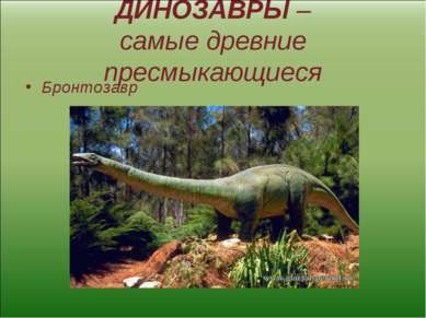 ДИНОЗАВРЫ – самые древние пресмыкающиеся Бронтозавр