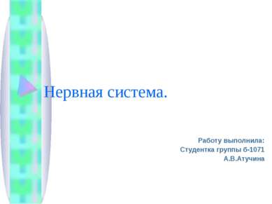 Нервная система. Работу выполнила: Студентка группы б-1071 А.В.Атучина