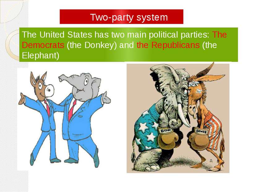 The United States has two main political parties: The Democrats (the Donkey) ...