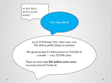 so how big a deal is social media? Very big indeed. As of 16 February 2011, t...