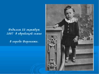 Родился 22 октября 1887  в еврейской семье в городе Воронеже.