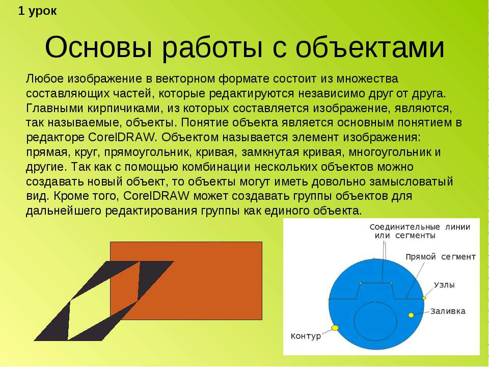 Понятие линии узла сегмента контура векторного изображения