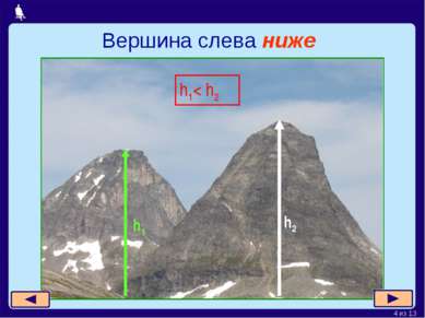 Вершина слева ниже h1 h2 h1< h2 * из 13