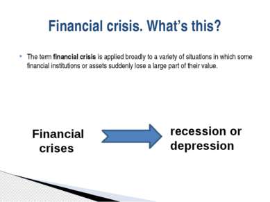 The term financial crisis is applied broadly to a variety of situations in wh...