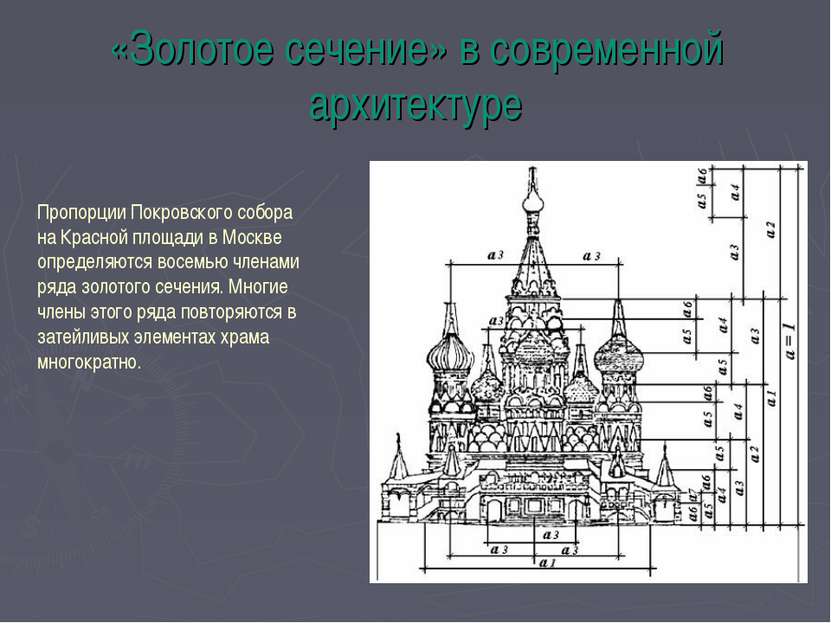 «Золотое сечение» в современной архитектуре Пропорции Покровского собора на К...