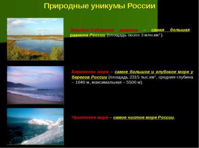 Природные уникумы России Западно-Сибирская равнина – самая большая равнина Ро...
