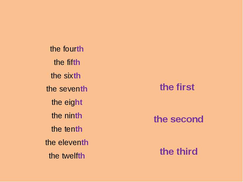 the fourth the fifth the sixth the seventh the eight the ninth the tenth the ...