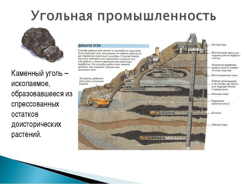 Каменный уголь – ископаемое, образовавшееся из спрессованных остатков доистор...