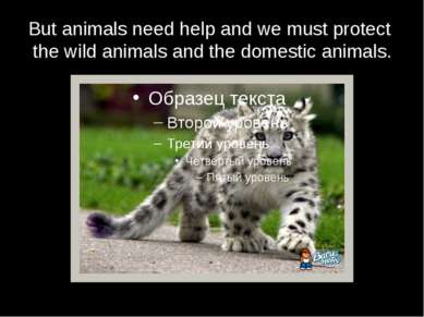 But animals need help and we must protect the wild animals and the domestic a...