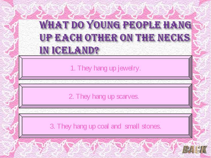 --je 1. They hang up jewelry. 2. They hang up scarves. 3. They hang up coal a...