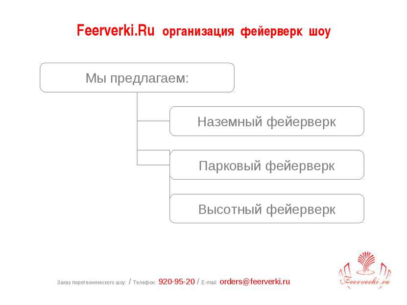 Заказ пиротехнического шоу: / Телефон: 920-95-20 / E-mail: orders@feerverki.r...