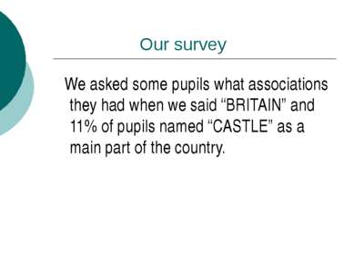 Our survey We asked some pupils what associations they had when we said “BRIT...