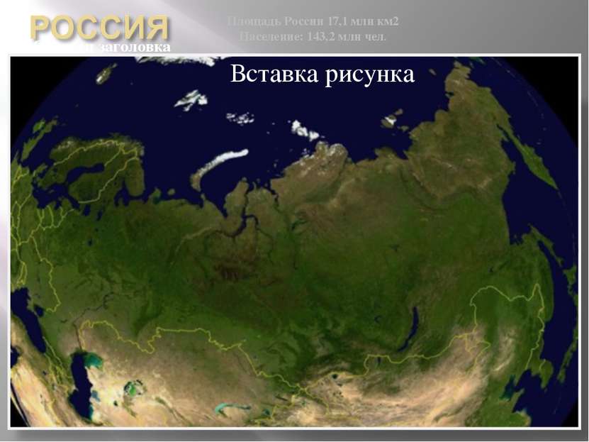 Площадь России 17,1 млн км2 Население: 143,2 млн чел.
