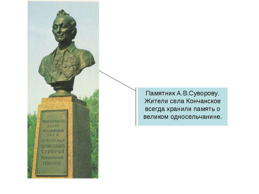 Памятник А.В.Суворову. Жители села Кончанское всегда хранили память о великом...