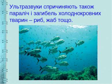 Ультразвуки спричиняють також параліч і загибель холоднокровних тварин – риб,...