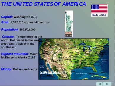 THE UNITED STATES OF AMERICA               Capital: Washington D. C Area : 9,...