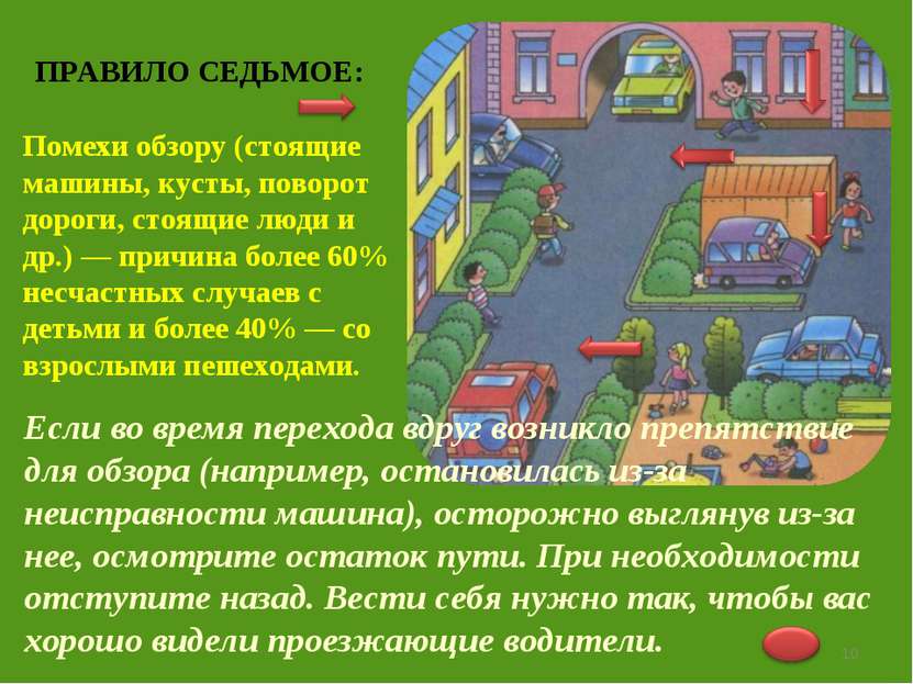 ПРАВИЛО СЕДЬМОЕ: Если во время перехода вдруг возникло препятствие для обзора...