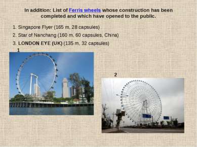 In addition: List of Ferris wheels whose construction has been completed and ...