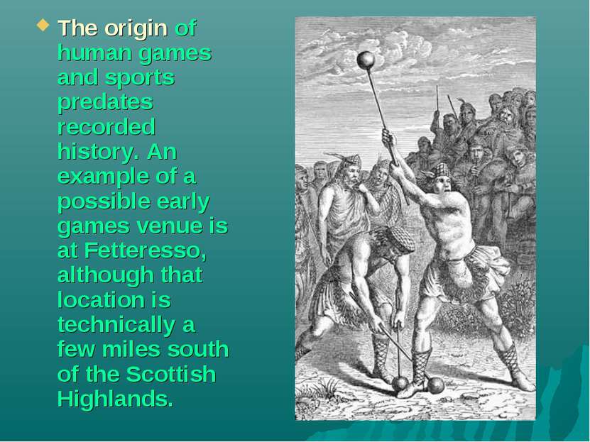 The origin of human games and sports predates recorded history. An example of...