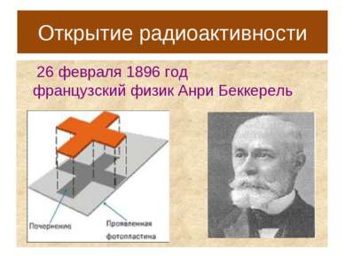 Открытие радиоактивности 26 февраля 1896 год французский физик Анри Беккерель