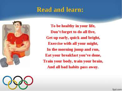 Read and learn: To be healthy in your life, Don’t forget to do all five, Get ...